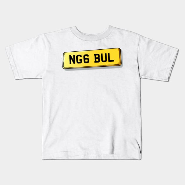 NG6 BUL Bulwell Number Plate Kids T-Shirt by We Rowdy